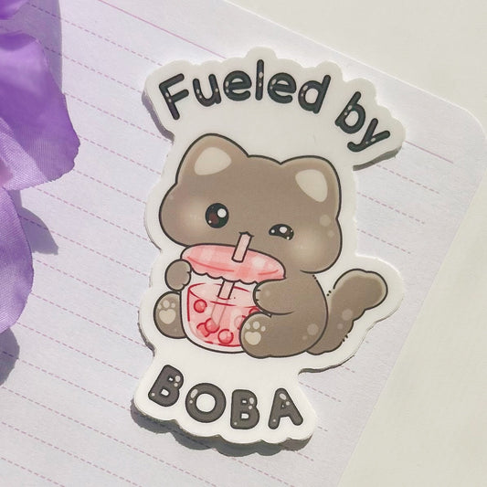 Fueled by Boba Cat Sticker