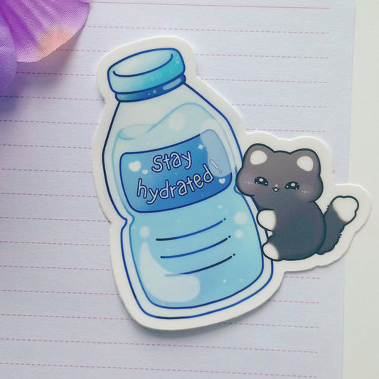 Drink Your Water Cat Sticker