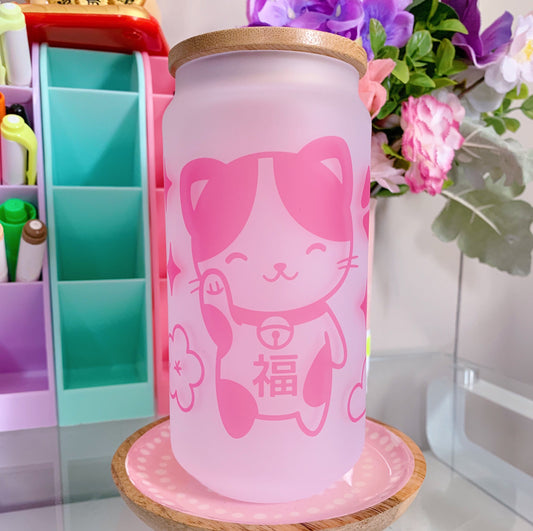 Lucky Cat Glass Tumbler
